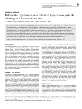 Orthostatic Hypotension in a Cohort of Hypertensive Patients Referring to a Hypertension Clinic