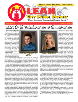 July 2021 Volume 17, Issue 4 2021 OHS Valedictorian & Salutatorian Nathan-Michael W