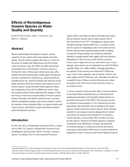 Effects of Nonindigenous Invasive Species on Water Quality and Quantity