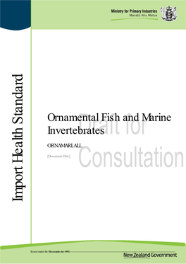 Ornamental Fish and Marine Invertebrates Draft for Consultation [Document Date]