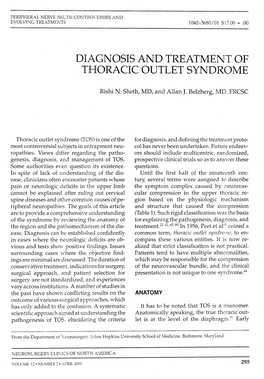 Diagnosis and Treatment of Thoracic Outlet Syndrome