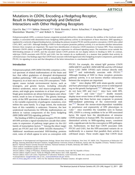 Mutations in CDON, Encoding a Hedgehog Receptor, Result in Holoprosencephaly and Defective Interactions with Other Hedgehog Receptors