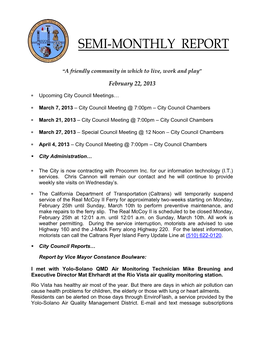 Semi-Monthly Report