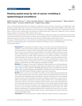 Ranking Spatial Areas by Risk of Cancer: Modelling in Epidemiological Surveillance