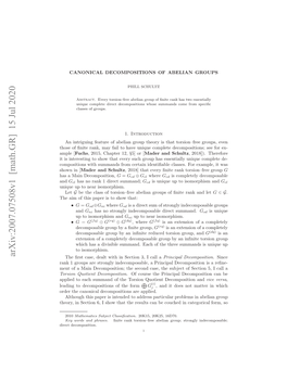 Arxiv:2007.07508V1 [Math.GR] 15 Jul 2020 Re H Aoia Eopstosaeapplied