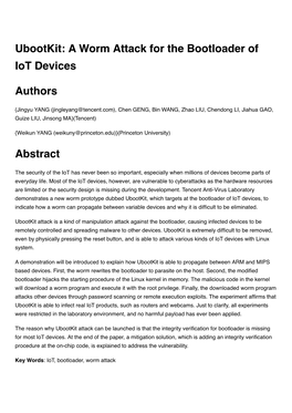 Ubootkit: a Worm Attack for the Bootloader of Iot Devices Authors