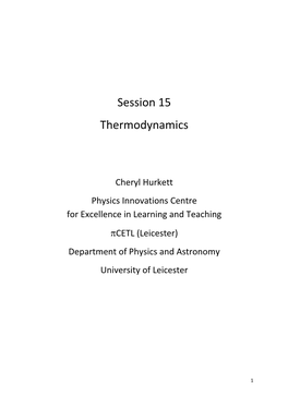 Session 15 Thermodynamics