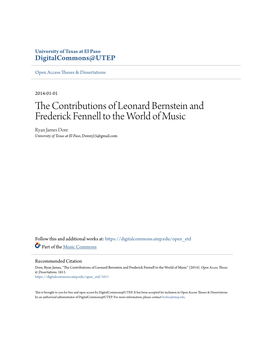 The Contributions of Leonard Bernstein and Frederick Fennell to the World of Music