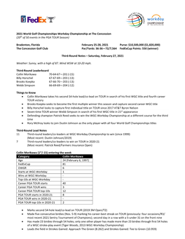 2021 World Golf Championships-Workday Championship at the Concession (20Th of 50 Events in the PGA TOUR Season)