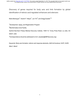 Discovery of Genes Required for Body Axis and Limb Formation by Global Identification of Retinoic Acid Regulated Enhancers and Silencers