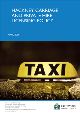 Hackney Carriage and Private Hire Licensing Policy