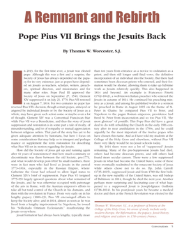 Pope Pius VII Brings the Jesuits Back