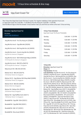 13 Bus Time Schedule & Line Route