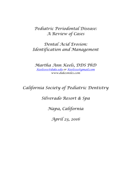 Pediatric Periodontal Disease: a Review of Cases