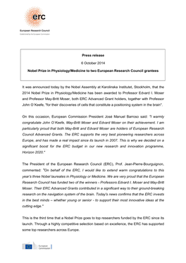 ERC Press Release O in 2012, Prof