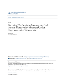 An Oral History of the South Vietnamese Civilian Experience in the Vietnam War Leann Do the College of Wooster