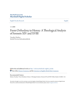 A Theological Analysis of Sonnets XIV and XVIII Timothy J