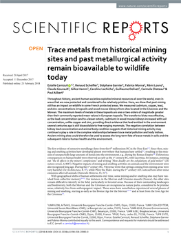 Trace Metals from Historical Mining Sites and Past