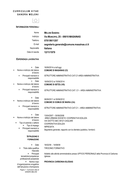 Curriculum Vitae Sandra Meloni