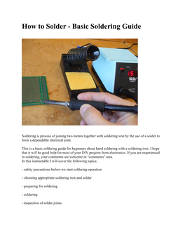 How to Solder - Basic Soldering Guide