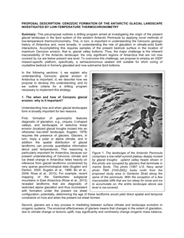 Proposal Description: Cenozoic Formation of the Antarctic Glacial Landscape Investigated by Low-Temperature Thermochronometry