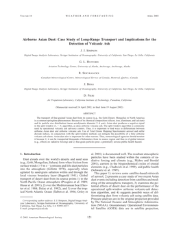 Airborne Asian Dust: Case Study of Long-Range Transport and Implications for the Detection of Volcanic Ash