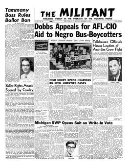 Dobbs Appeals for AFL-CIO Aid to Negro Bus-Boycotters