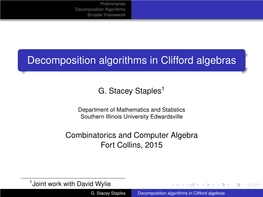 Decomposition Algorithms in Clifford Algebras