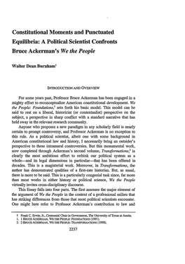 Constitutional Moments and Punctuated Equilibria: a Political Scientist Confronts Bruce Ackerman's We the People