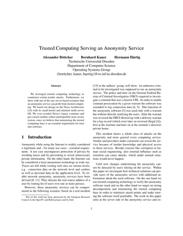 Trusted Computing Serving an Anonymity Service