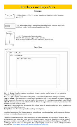 Envelopes and Paper Sizes Envelopes