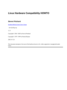 Linux Hardware Compatibility HOWTO