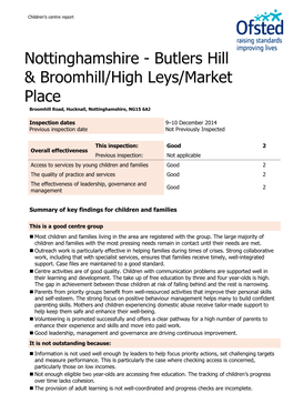 Nottinghamshire - Butlers Hill & Broomhill/High Leys/Market Place Broomhill Road, Hucknall, Nottinghamshire, NG15 6AJ