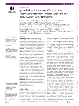 Quantified Health and Cost Effects of Faster Endovascular Treatment For