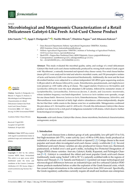 Microbiological and Metagenomic Characterization of a Retail Delicatessen Galotyri-Like Fresh Acid-Curd Cheese Product