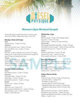 Women's Gym Workout Sample
