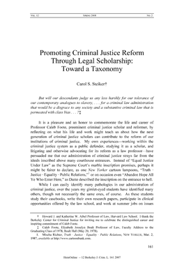 Promoting Criminal Justice Reform Through Legal Scholarship: Toward a Taxonomy