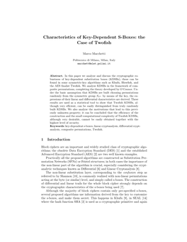 Characteristics of Key-Dependent S-Boxes: the Case of Twofish