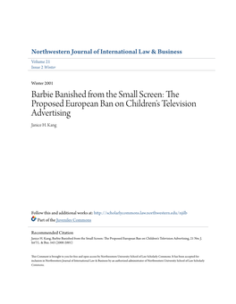 The Proposed European Ban on Children's Television Advertising Janice H