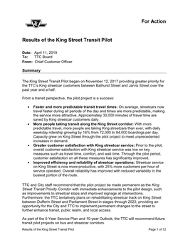 Results of the King Street Transit Pilot