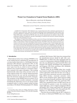 Warm-Core Formation in Tropical Storm Humberto (2001)