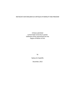 Nietzsche's Naturalism As a Critique of Morality and Freedom