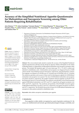 Accuracy of the Simplified Nutritional Appetite Questionnaire For