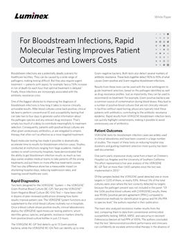 For Bloodstream Infections, Rapid Molecular Testing Improves Patient Outcomes and Lowers Costs