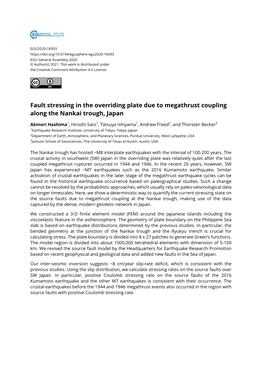 Fault Stressing in the Overriding Plate Due to Megathrust Coupling Along the Nankai Trough, Japan