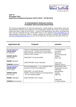 SEBC Planning Applications 31/18