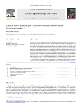 Parasite Loss Or Parasite Gain? Story of Contracaecum Nematodes in Antipodean Waters