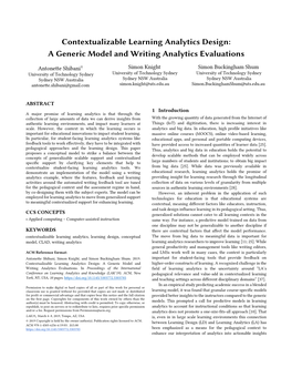 Contextualizable Learning Analytics Design: a Generic Model and Writing Analytics Evaluations