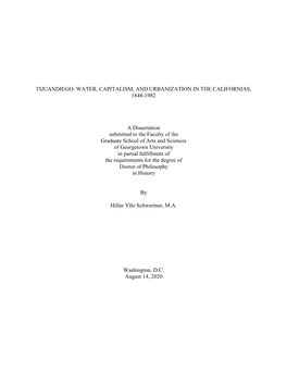 Water, Capitalism, and Urbanization in the Californias, 1848-1982
