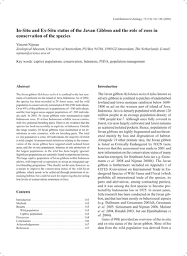 In-Situ and Ex-Situ Status of the Javan Gibbon and the Role of Zoos in Conservation of the Species